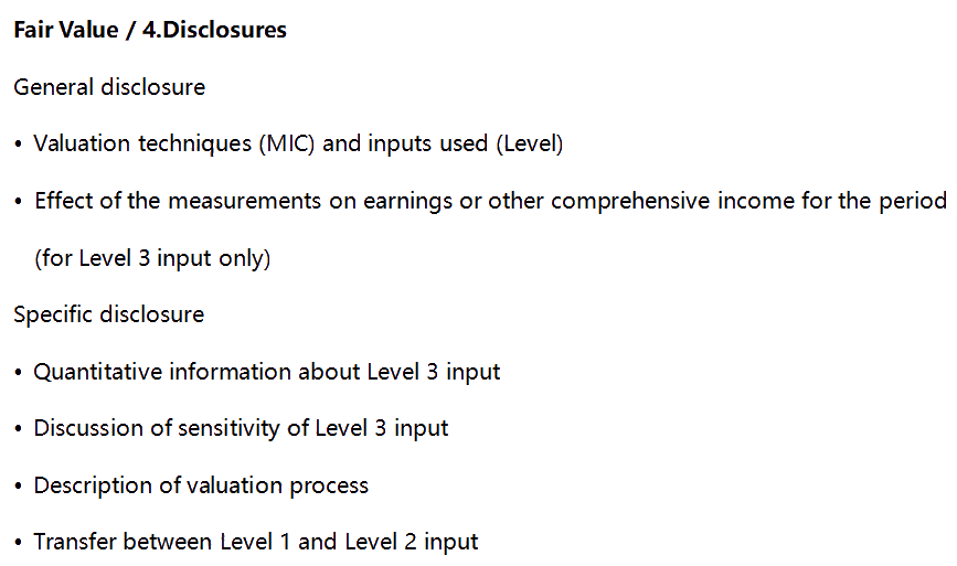 AICPA知識點：Fair Value —Disclosures