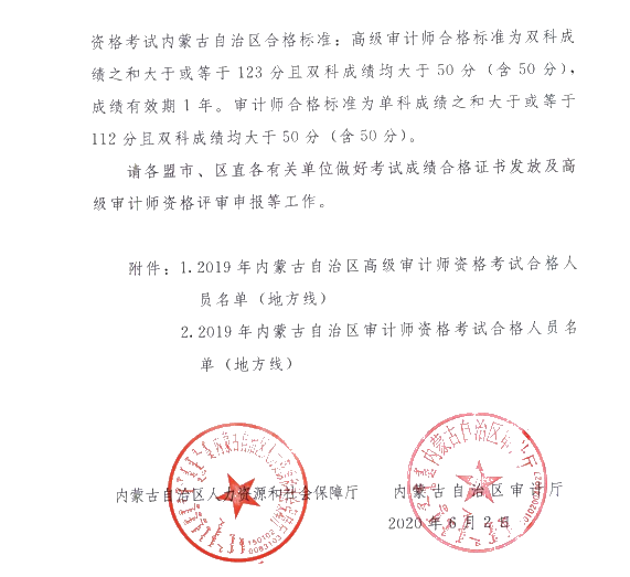 內蒙古審計師考試合格標準