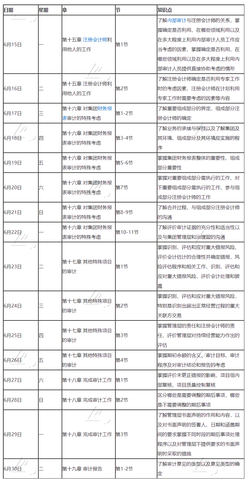 【跟上進(jìn)度】2020年注冊會計師6月（下）學(xué)習(xí)日歷來啦！