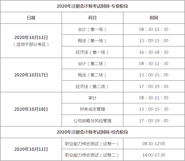 浙江2020注冊會計師考試時間還沒確定嗎！