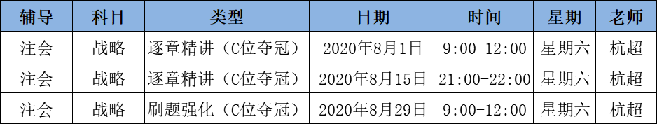 2020注會《戰略》C位奪冠課表來了！
