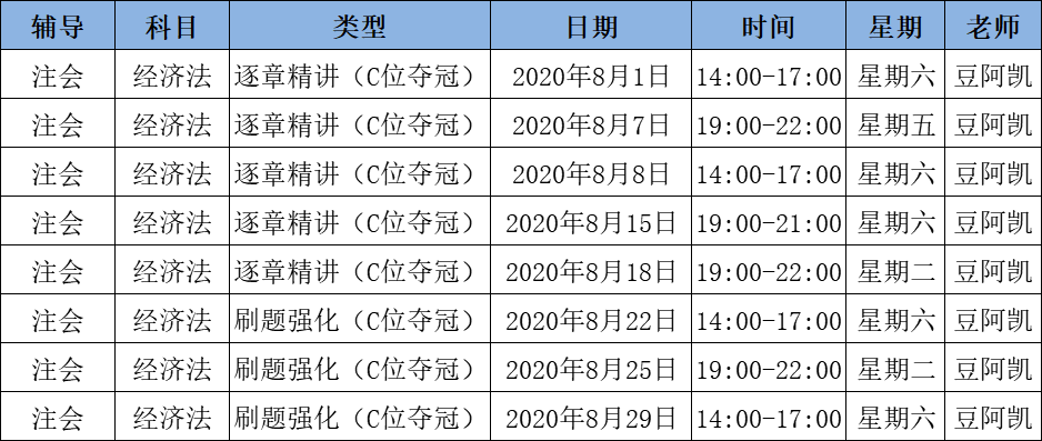 2020注會《經濟法》C位奪冠課表來了！