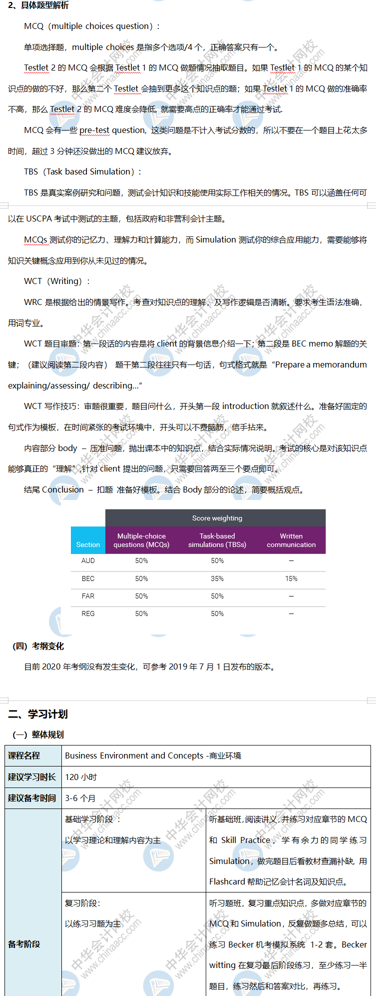 就差你沒看了！2020美國注會《商業(yè)環(huán)境BEC》學習計劃表到！
