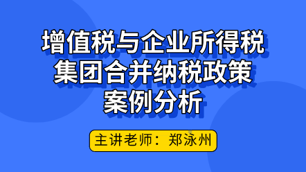 增值稅與企業所得稅集團合并納稅政策