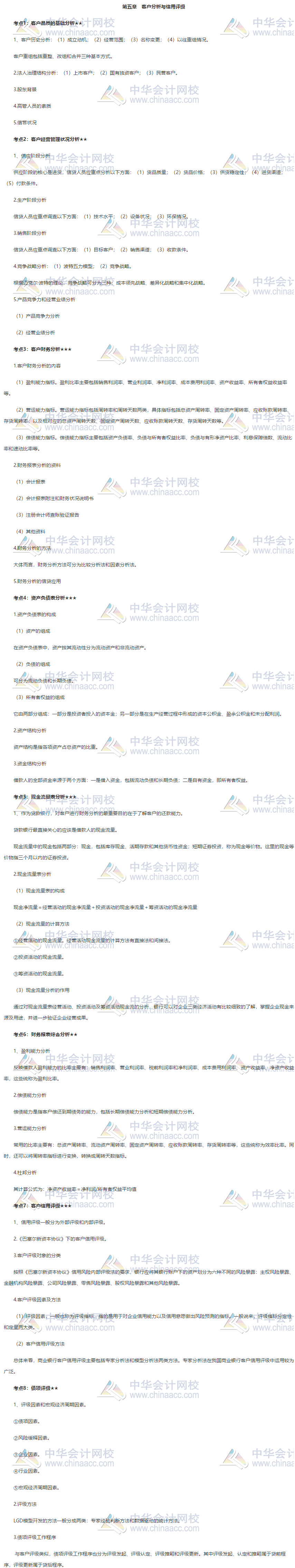 【必看】銀行初級《公司信貸》第五章高頻考點