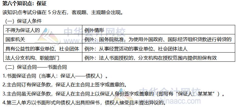 【考前穩拿20分】注會經濟法知識點六：保證