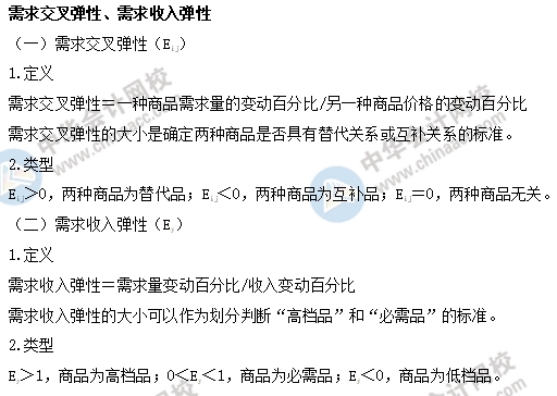 中級經濟基礎之需求交叉彈性、需求收入彈性