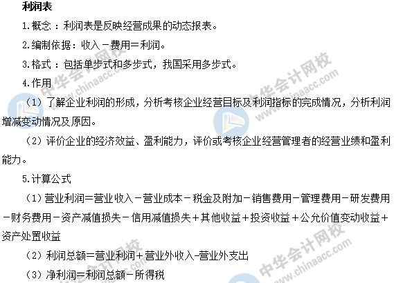 中級經(jīng)濟基礎(chǔ)之利潤表