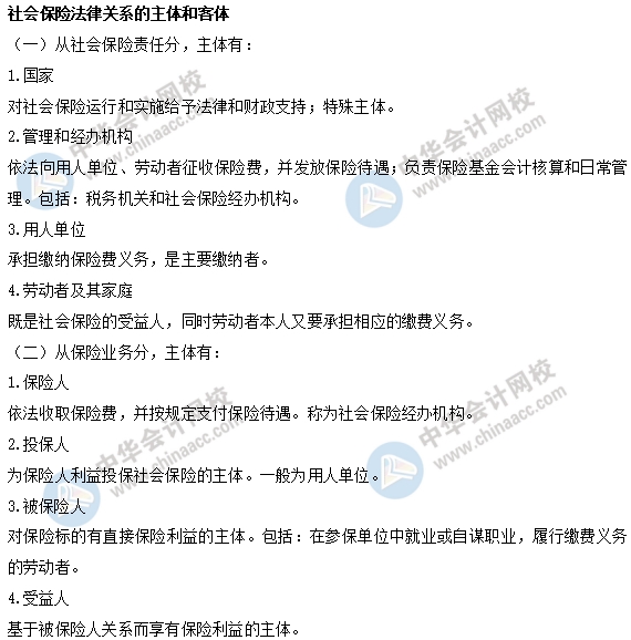 中級經濟師人力易考點：社會保險法律關系的主體和客體