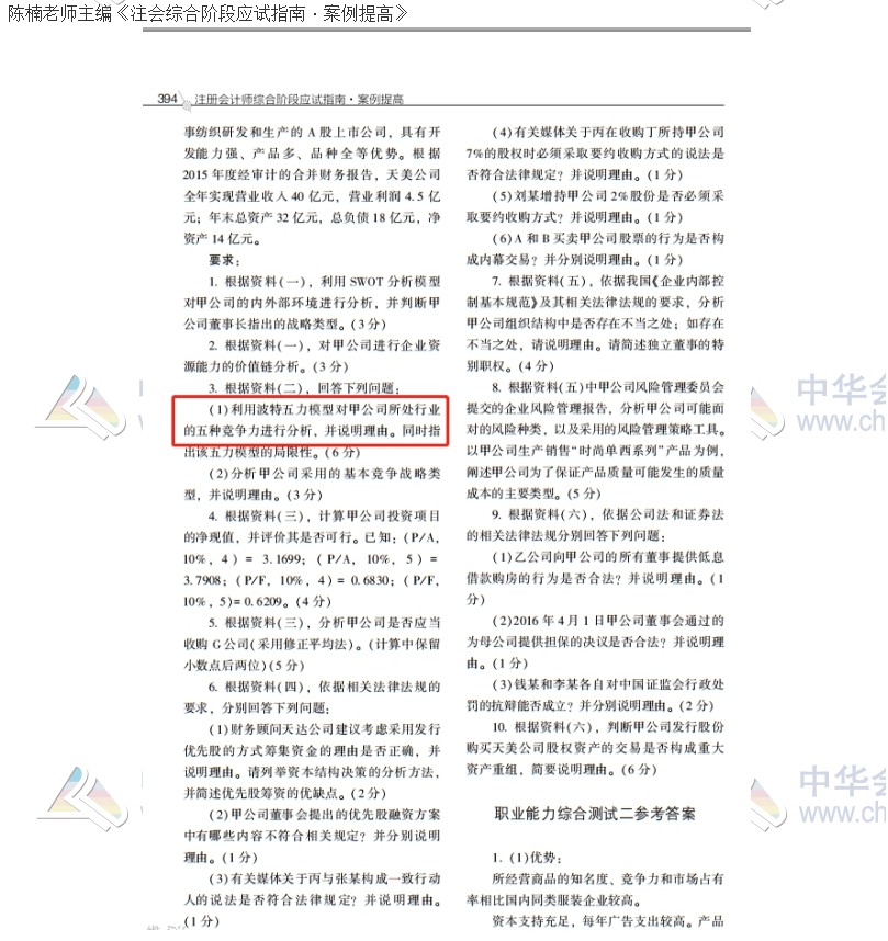 2020注會職業能力綜合測試（試卷二）考點總結（考生回憶版）
