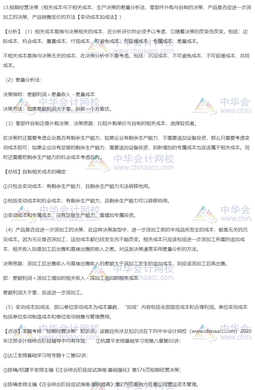 2020注會職業能力綜合測試（試卷二）考點總結（考生回憶版）