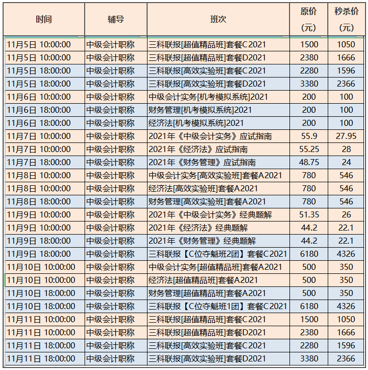 OMG！這有一份中級會計“爽”十一課價表 看完才知多優(yōu)惠！