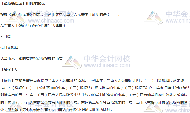 民事訴訟中當事人無須舉證