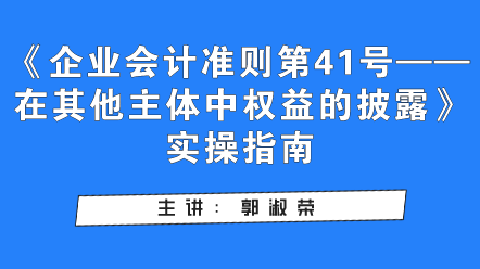《企業會計準則第41號——在其他主體中權益的披露》實操指南