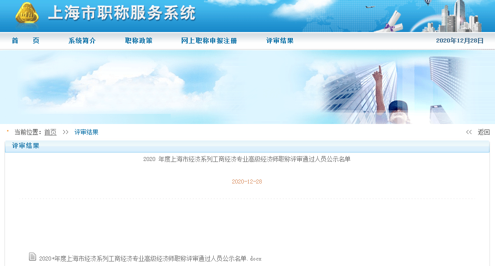 2020 年度上海市經濟系列工商經濟專業高級經濟師職稱評審通過人員公示名單