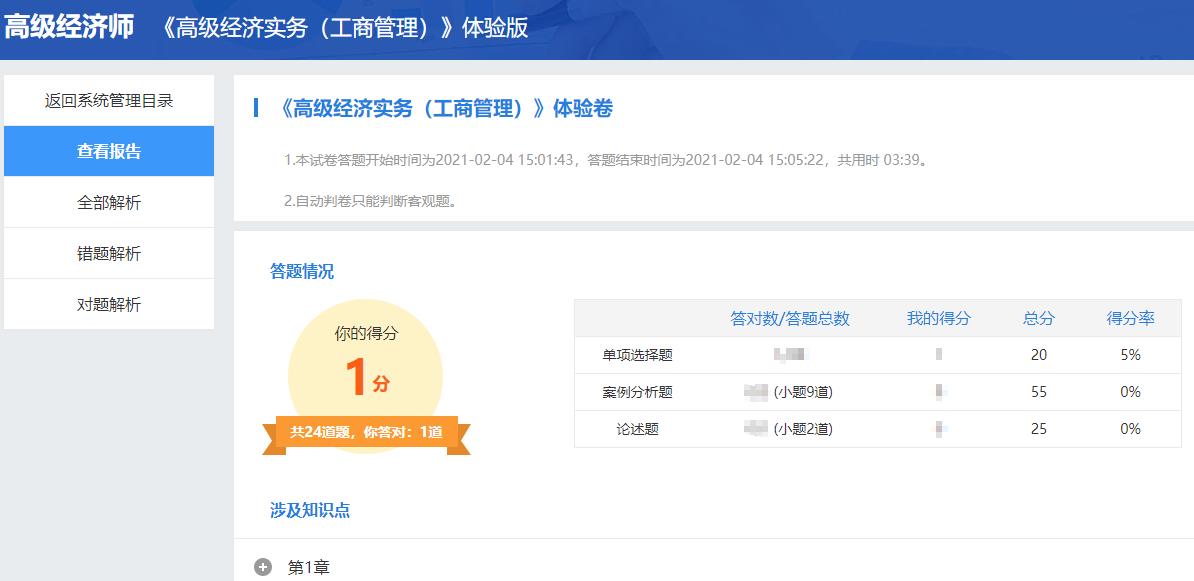 高級經濟師機考模擬系統-查看成績及解析