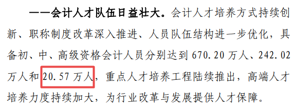 具備高級會計(jì)資格人員達(dá)到20.57萬人 超額完成“十三五”目標(biāo)
