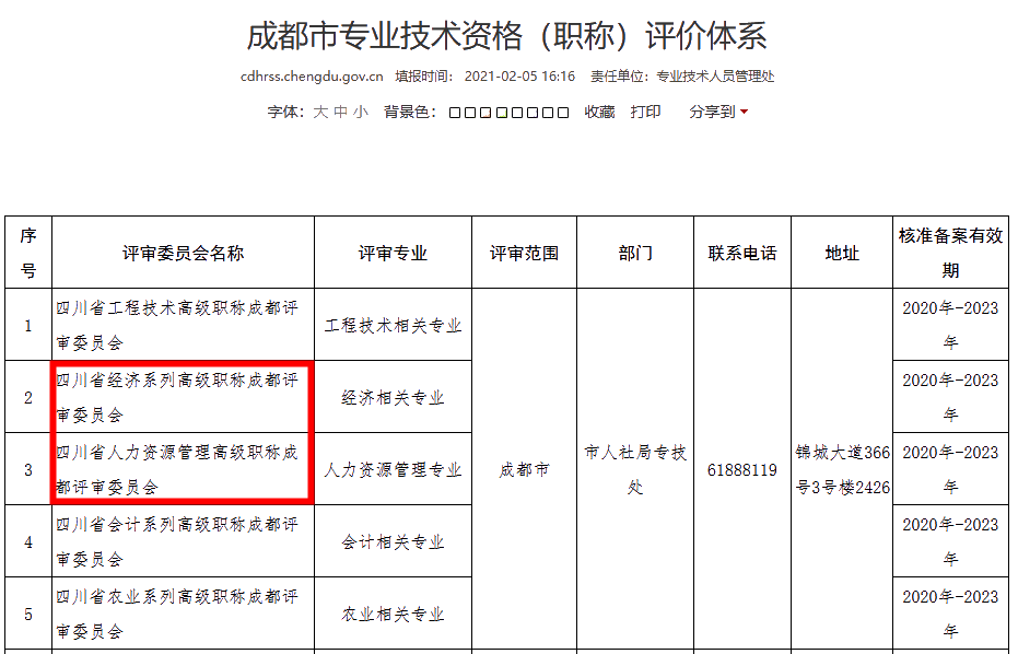 成都2021年高級經濟師職稱評審主管部門