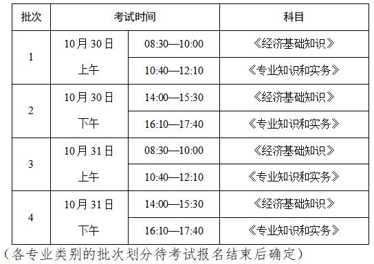 中級經濟師考試時間