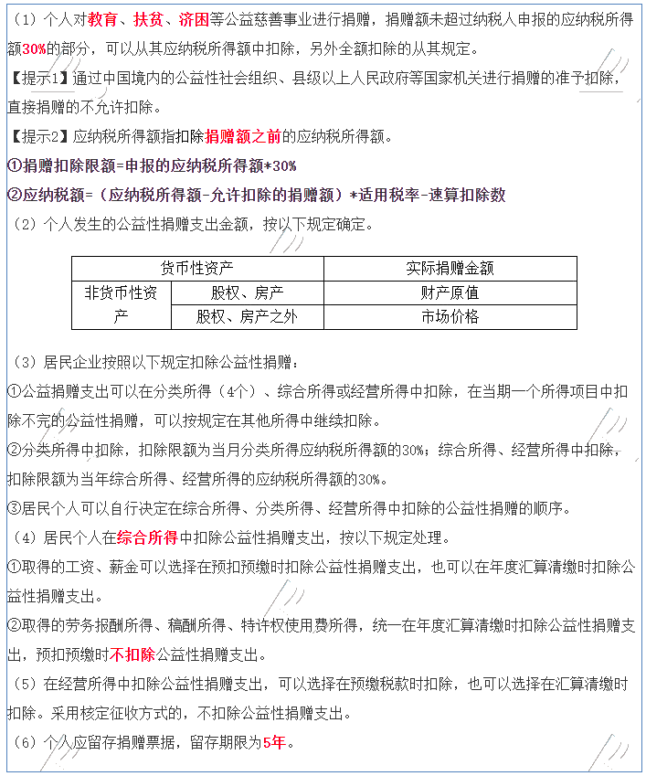 公益性捐贈的個稅處理