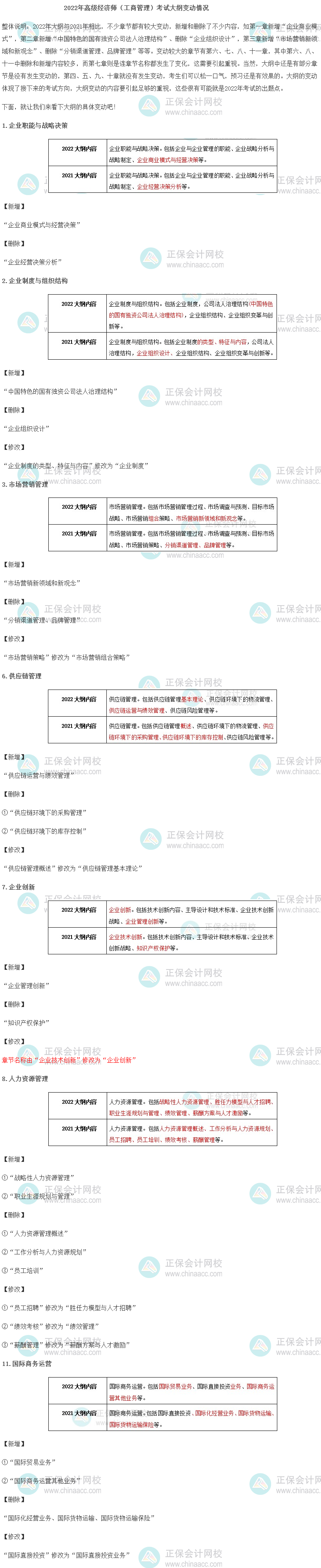 2022年高級經濟師工商管理考試大綱變化