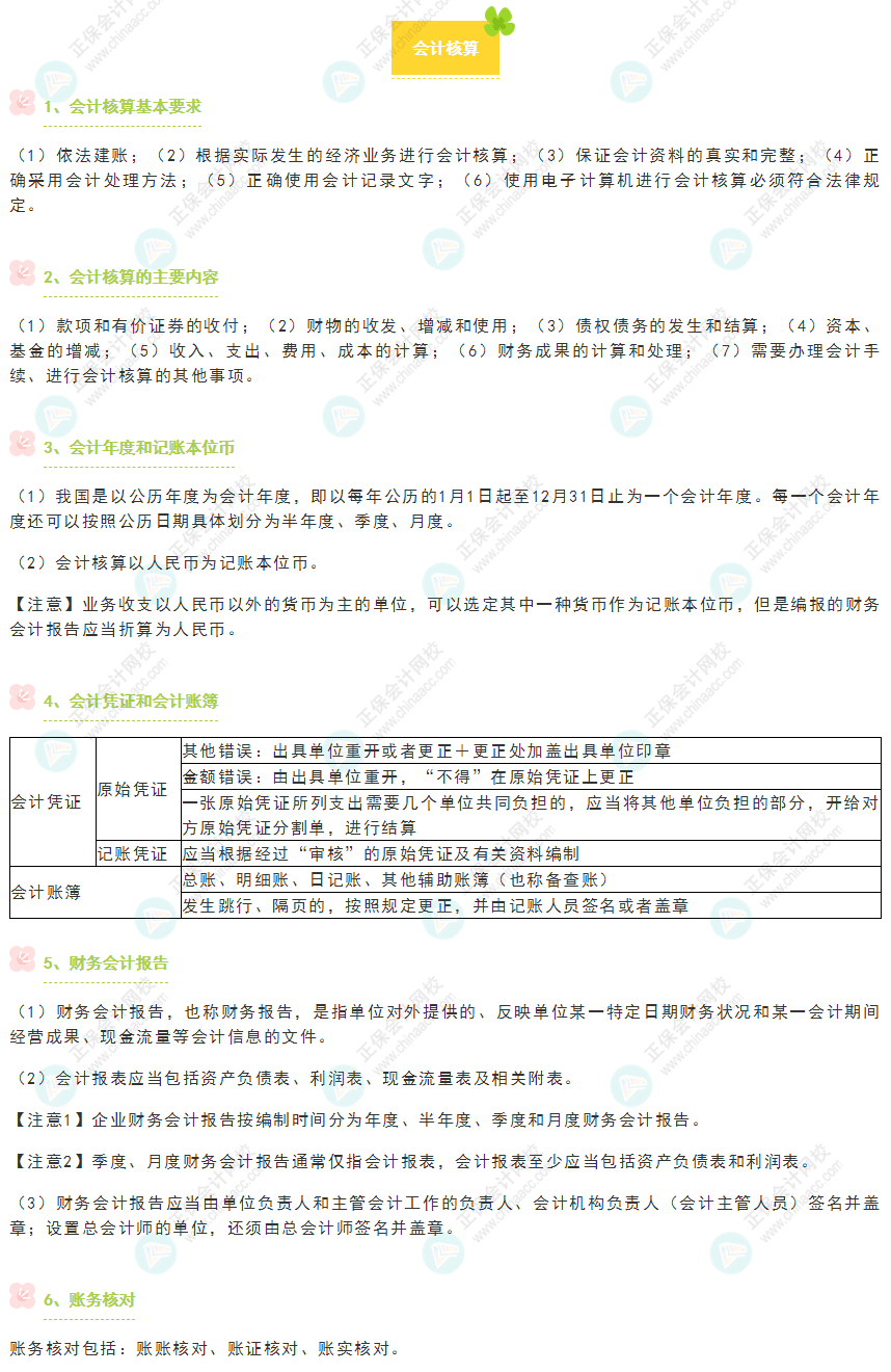 《經(jīng)濟(jì)法基礎(chǔ)》30天重要知識(shí)點(diǎn)打卡！第3天：會(huì)計(jì)核算