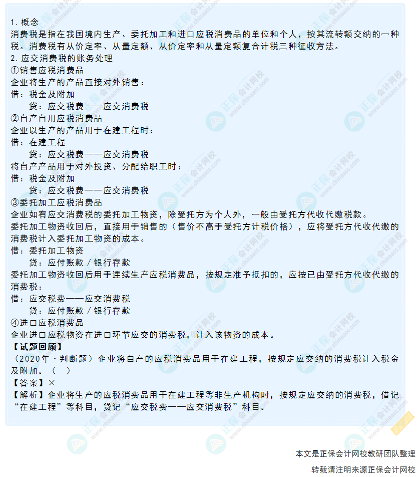 2022年《初級會計實務》高頻考點：應交消費稅