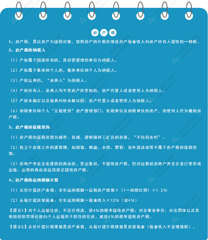 《經(jīng)濟(jì)法基礎(chǔ)》30天重要知識點(diǎn)打卡！第21天：房產(chǎn)稅