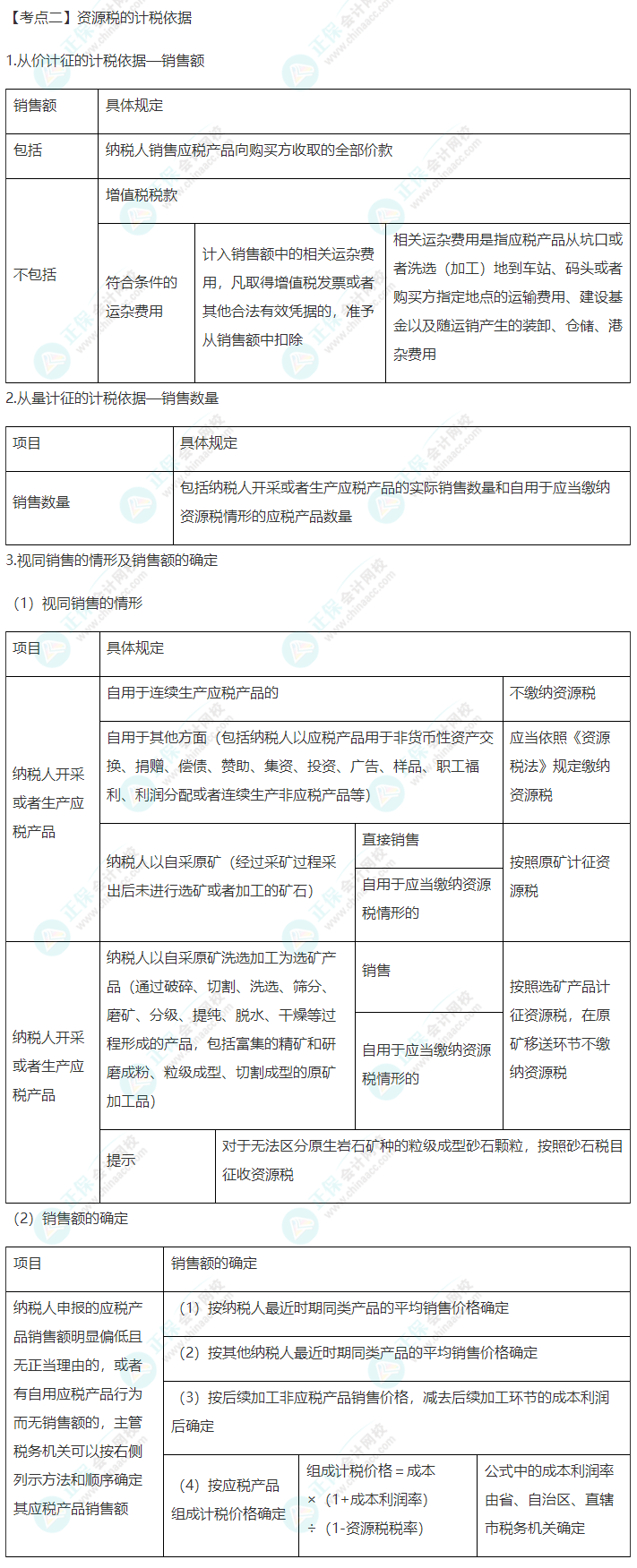 2022年注會《稅法》第八章高頻考點2：資源稅的計稅依據