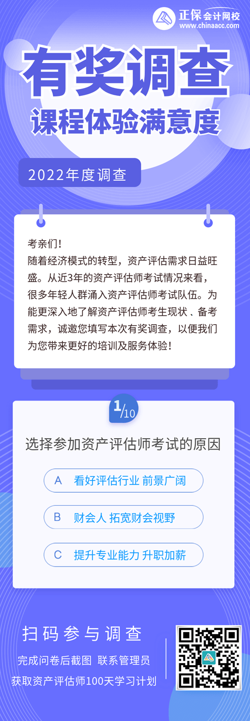 2022資產評估師課程體驗調查500