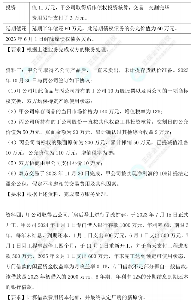 【題目下載】高志謙中級會計實務母題——非現金資產專題
