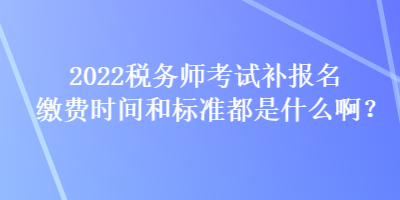 2022稅務師考試補報名繳費時間和標準都是什么啊？