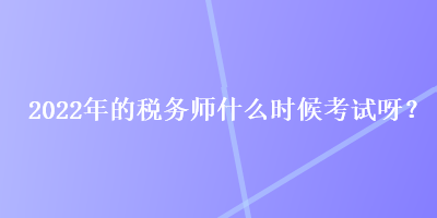 2022年的稅務師什么時候考試呀？