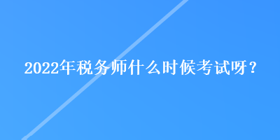 2022年稅務師什么時候考試呀？