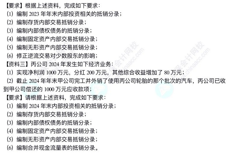 【題目】高志謙中級會計實務母題——合并報表