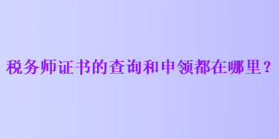 稅務師證書的查詢和申領都在哪里？