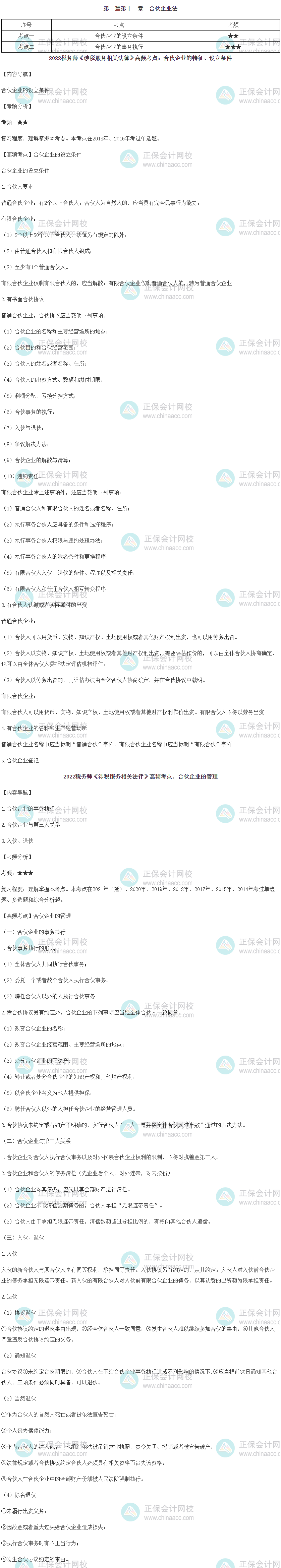 2022稅務師考試《法律》第二篇第十二章高頻考點匯總