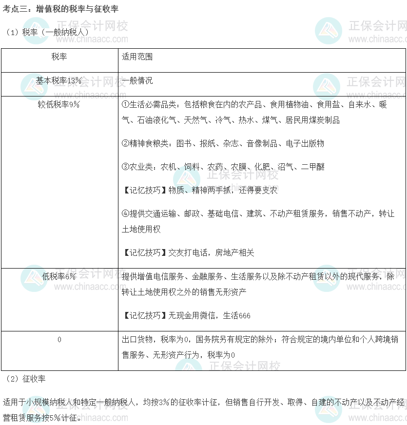 2022初級經(jīng)濟(jì)師《經(jīng)濟(jì)基礎(chǔ)》高頻考點(diǎn)：增值稅的稅率與征收率