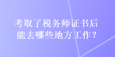 考取了稅務師證書后能去哪些地方工作？
