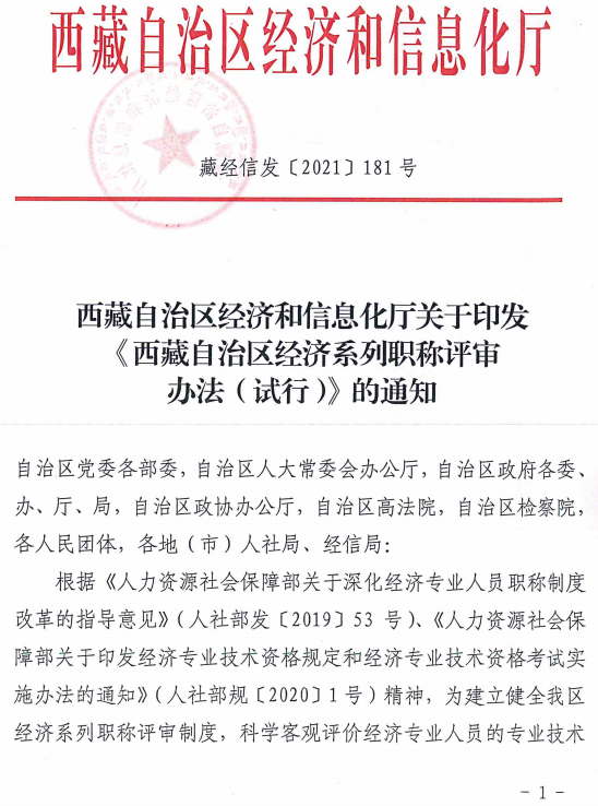 西藏高級經濟師評審辦法（試行）1