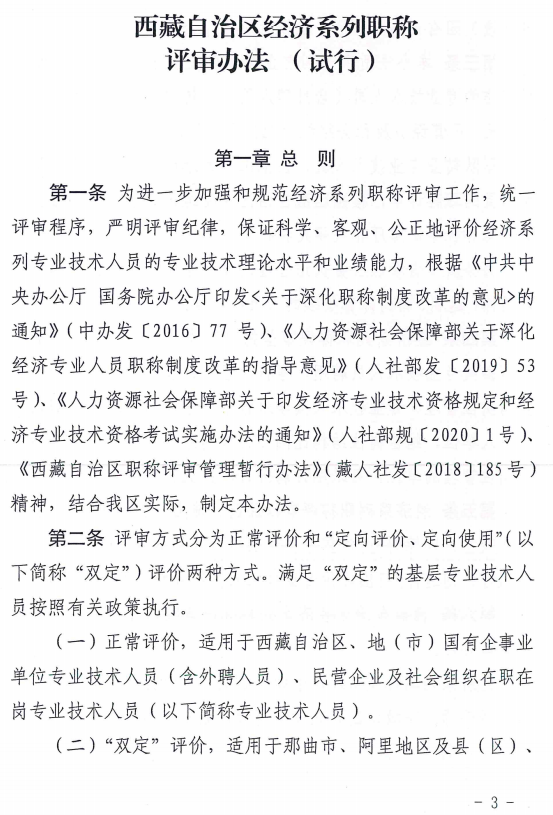 西藏高級經濟師評審辦法（試行）3