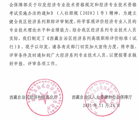 西藏高級經濟師評價標準（試行）2