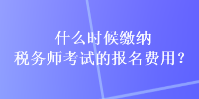 什么時候繳納稅務(wù)師考試的報名費用？