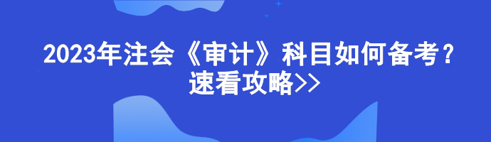 2023年注會(huì)《審計(jì)》科目如何備考？速看攻略>>