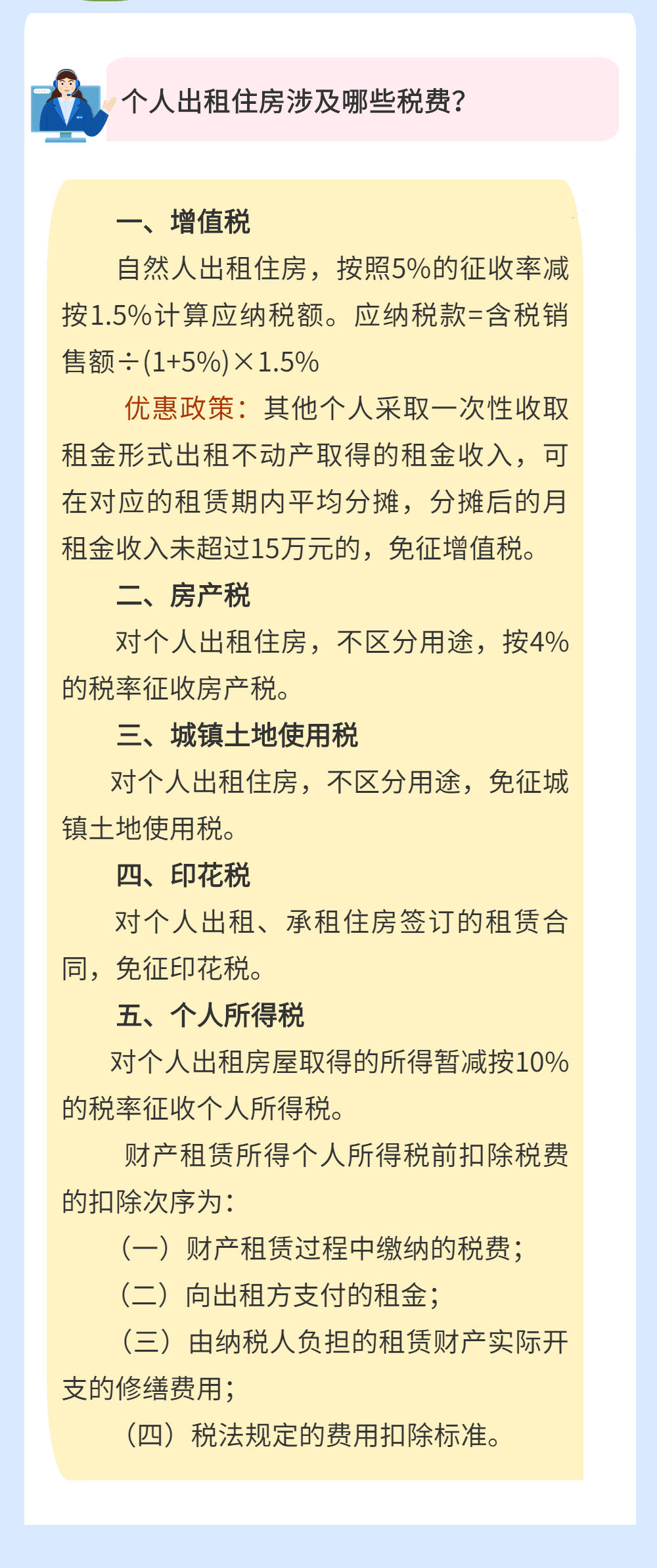 個人出租住房涉及的稅費有哪些？