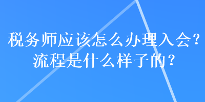 稅務師應該怎么辦理入會？流程是什么樣子的？