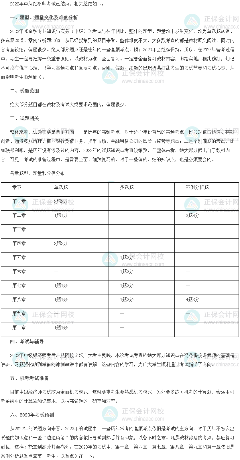 2022年中級經(jīng)濟(jì)師《金融》考情分析及2023考情預(yù)測