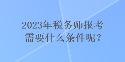 2023年稅務師報考需要什么條件呢？