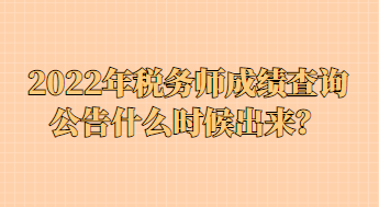 2022年稅務師成績查詢公告什么時候出來？