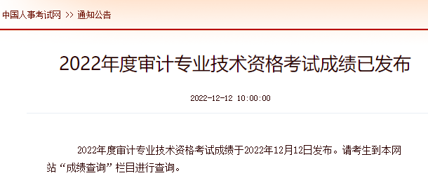 審計(jì)師考試成績(jī)公布